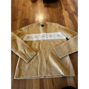 Vintage Abercrombie & Fitch Yellow Women's Fair Isle Shetland Wool Sweater L Y2K